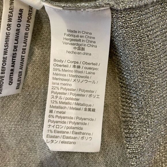 NWOT J. Crew Gray Silver Metallic Cardigan Sz. M Wool - Picture 2 of 5